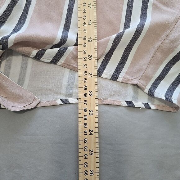 Sim & Sam Striped Tie Front Bouse Top Shirt XL Women's Pink Taupe Blue White - Picture 6 of 9